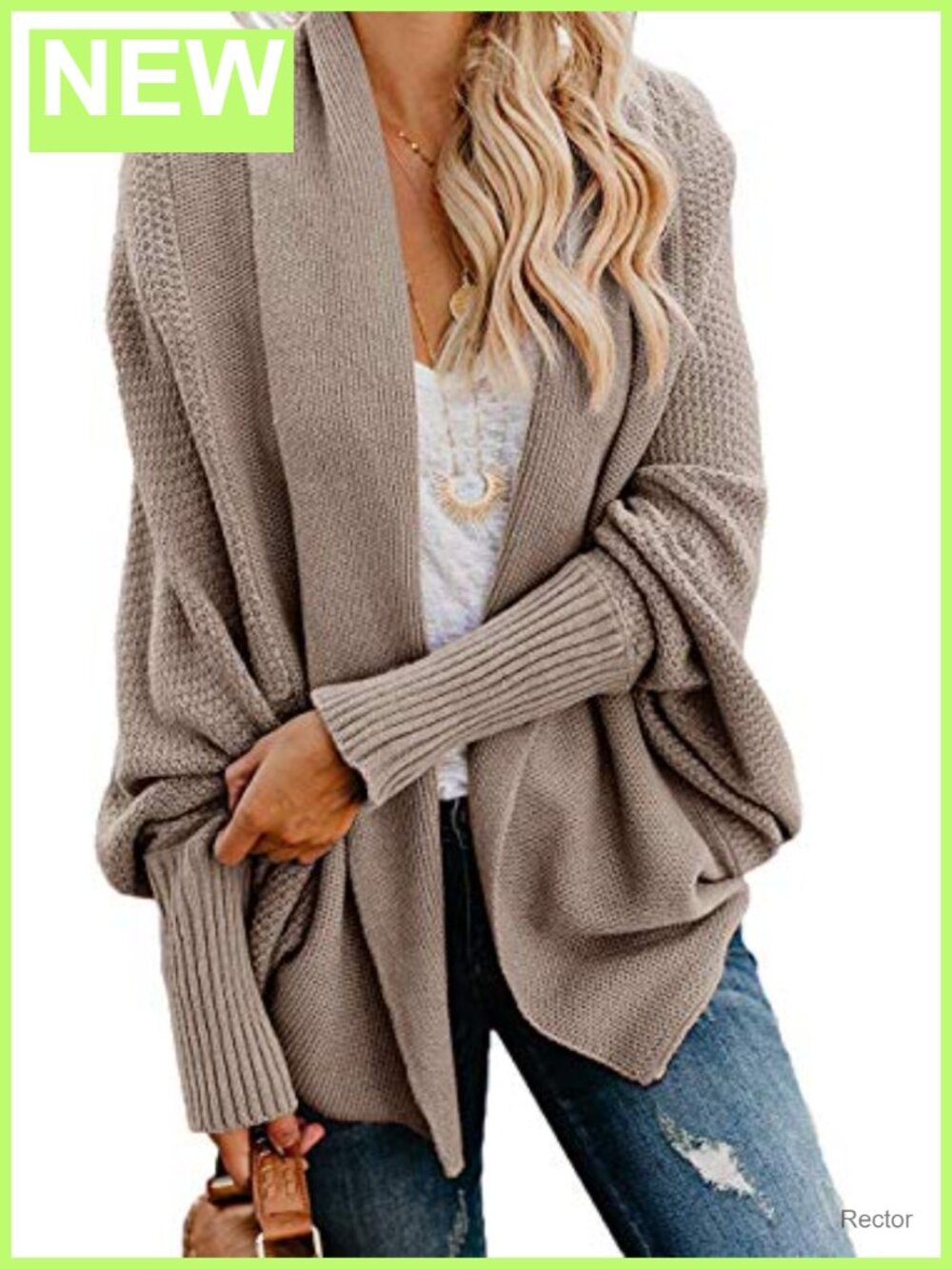 Oversized Chunky Knit Cardigan Kimono Slouchy Batwing Open Front